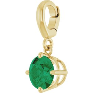 14K Yellow Gold Lab-Grown Emerald Charm/Pendant – image 2
