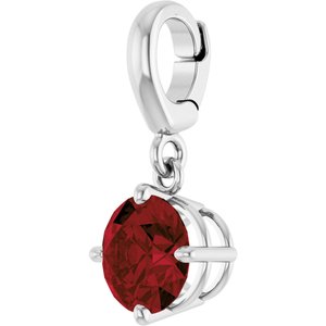 Platinum Natural Mozambique Garnet Charm/Pendant – image 2