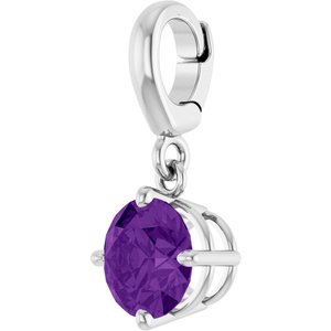 14K White Gold Natural Amethyst Charm/Pendant – image 2
