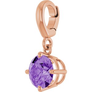 14K Rose Gold Lab-Grown Purple Sapphire Charm/Pendant – image 2