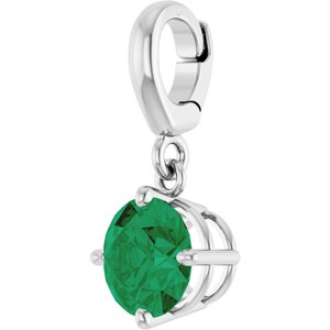 Sterling Silver Lab-Grown Emerald Charm/Pendant – image 2
