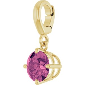 18K Yellow Gold-Plated Sterling Silver Natural Pink Tourmaline Charm/Pendant – image 2
