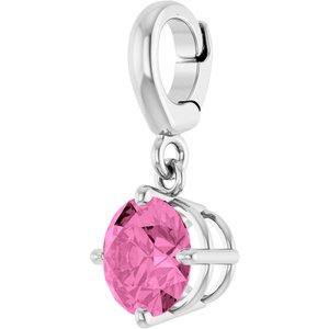 Sterling Silver Lab-Grown Pink Sapphire Charm/Pendant – image 2