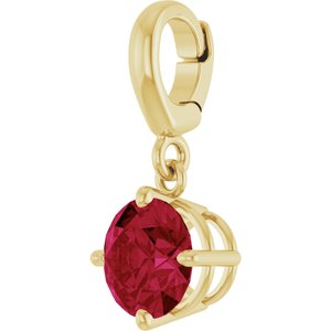 14K Yellow Gold Lab-Grown Ruby Charm/Pendant – image 2