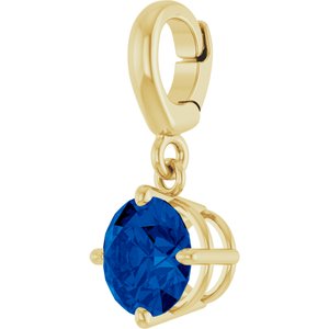 18K Yellow Gold-Plated Sterling Silver Lab-Grown Blue Sapphire Charm/Pendant – image 2