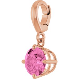 14K Rose Gold Lab-Grown Pink Sapphire Charm/Pendant – image 2