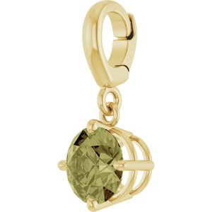 14K Yellow Gold Lab-Grown Green Sapphire Charm/Pendant – image 2