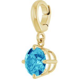 18K Yellow Gold-Plated Sterling Silver Natural Blue Zircon Charm/Pendant – image 2
