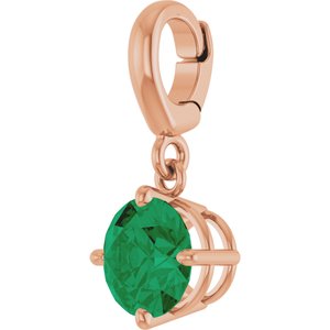 14K Rose Gold Natural Emerald Charm/Pendant – image 2