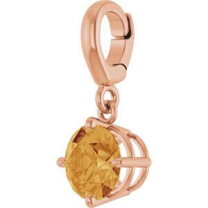 14K Rose Gold Natural Citrine Charm/Pendant – image 2