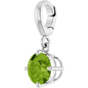 14K White Gold Natural Peridot Charm/Pendant – image 2