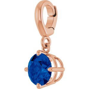 14K Rose Gold Lab-Grown Blue Sapphire Charm/Pendant – image 2