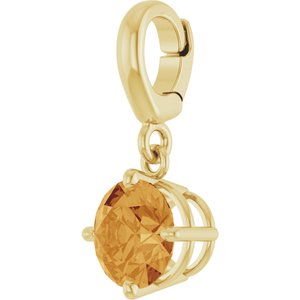 14K Yellow Gold Natural Citrine Charm/Pendant – image 2