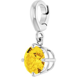Sterling Silver Lab-Grown Yellow Sapphire Charm/Pendant – image 2