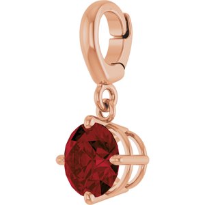 14K Rose Gold Natural Mozambique Garnet Charm/Pendant – image 2