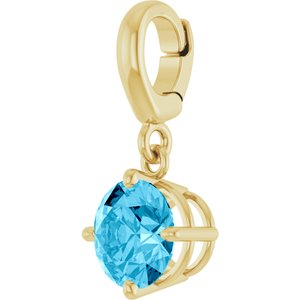14K Yellow Gold Natural Aquamarine Charm/Pendant – image 2