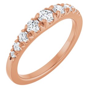 14K Rose Gold 3.5 mm Round Accented Graduated Ring Mounting