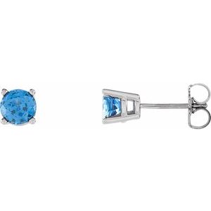14K White Gold 5 mm Lab-Grown Blue Sapphire Earrings