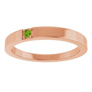 14K Rose Gold Natural Peridot Engravable Family Stackable Ring – image 3