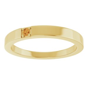 10K Yellow Gold Natural Citrine Engravable Family Stackable Ring – image 3