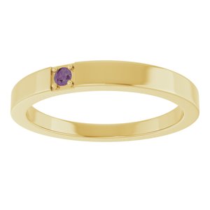 10K Yellow Gold Lab-Grown Alexandrite Engravable Family Stackable Ring – image 3