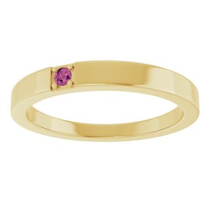 10K Yellow Gold Natural Pink Tourmaline Engravable Family Stackable Ring – image 3
