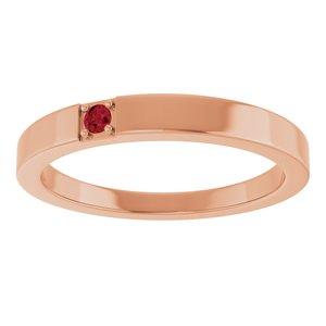 14K Rose Gold Lab-Grown Ruby Engravable Family Stackable Ring – image 3