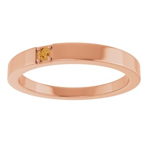 14K Rose Gold Natural Citrine Engravable Family Stackable Ring – image 3