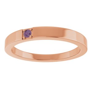 14K Rose Gold Lab-Grown Alexandrite Engravable Family Stackable Ring – image 3
