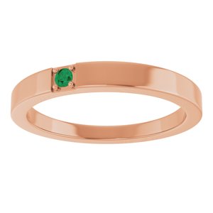 14K Rose Gold Natural Emerald Engravable Family Stackable Ring – image 3