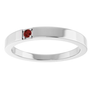 Sterling Silver Natural Mozambique Garnet Engravable Family Stackable Ring – image 3