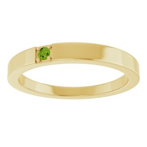 14K Yellow Gold Natural Peridot Engravable Family Stackable Ring – image 3