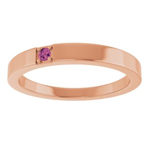 14K Rose Gold Natural Pink Tourmaline Engravable Family Stackable Ring – image 3