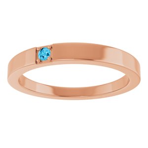 14K Rose Gold Natural Aquamarine Engravable Family Stackable Ring – image 3