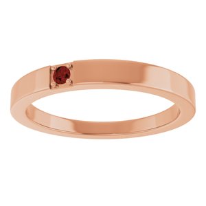 14K Rose Gold Natural Mozambique Garnet Engravable Family Stackable Ring – image 3
