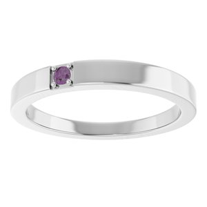 Sterling Silver Lab-Grown Alexandrite Engravable Family Stackable Ring – image 3