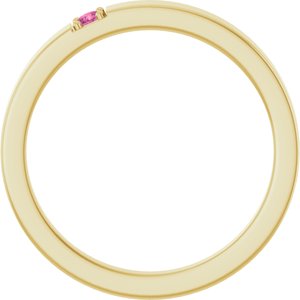 14K Yellow Gold Natural Pink Tourmaline Engravable Family Stackable Ring – image 2