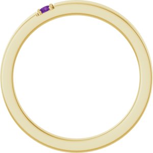 14K Yellow Gold Natural Amethyst Engravable Family Stackable Ring – image 2