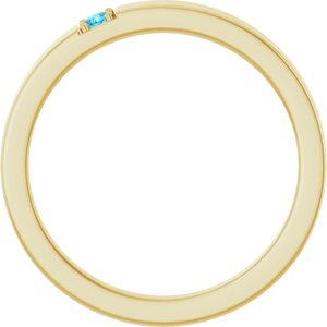 14K Yellow Gold Natural Blue Zircon Engravable Family Stackable Ring – image 2