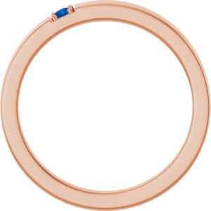 14K Rose Gold Lab-Grown Blue Sapphire Engravable Family Stackable Ring – image 2
