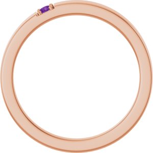 14K Rose Gold Natural Amethyst Engravable Family Stackable Ring – image 2