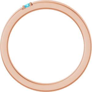 14K Rose Gold Natural Blue Zircon Engravable Family Stackable Ring – image 2