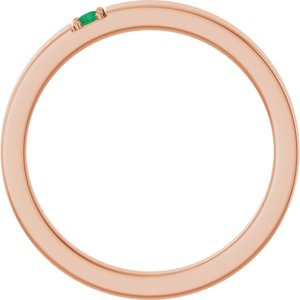 14K Rose Gold Natural Emerald Engravable Family Stackable Ring – image 2