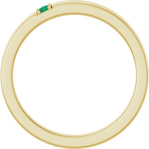 10K Yellow Gold Lab-Grown Emerald Engravable Family Stackable Ring – image 2