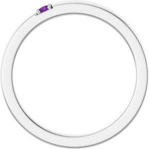 10K White Gold Natural Amethyst Engravable Family Stackable Ring – image 2