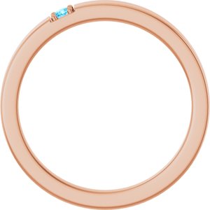 14K Rose Gold Natural Aquamarine Engravable Family Stackable Ring – image 2