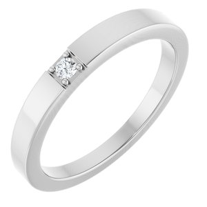 10K White Gold .03 CTW Lab-Grown Diamond Engravable Family Stackable Ring