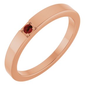 14K Rose Gold Natural Mozambique Garnet Engravable Family Stackable Ring