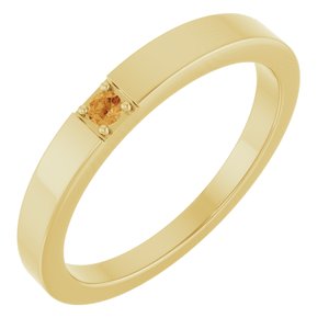 10K Yellow Gold Natural Citrine Engravable Family Stackable Ring