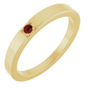 14K Yellow Gold Natural Mozambique Garnet Engravable Family Stackable Ring